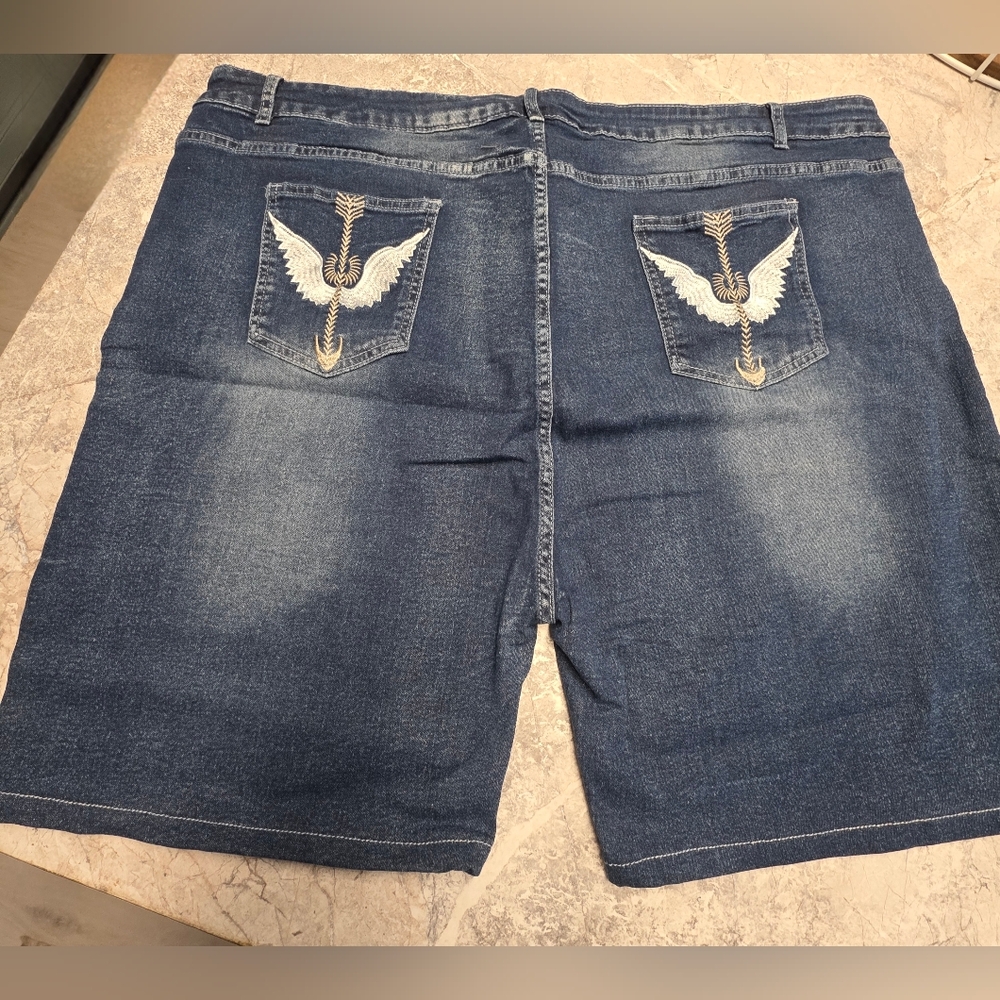 Womens High Rise Plus Size Embroidered Denim Shorts Size 6X New